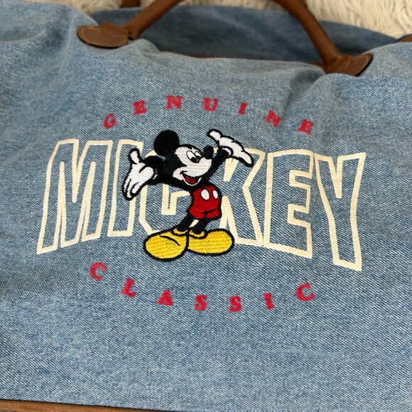 Vintage Mickey Mouse Denim Duffle Travel Gym Bag - Picture 2 of 7